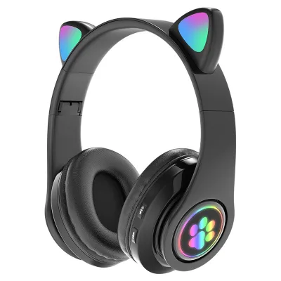 Bluetooth 5.0 LED Light Cat Ears Headset Wireless Earphone Stereo Bass Headphones headphone gaming HIFI TF3.5mm Microphone bluetooth earphone with mic (4)
