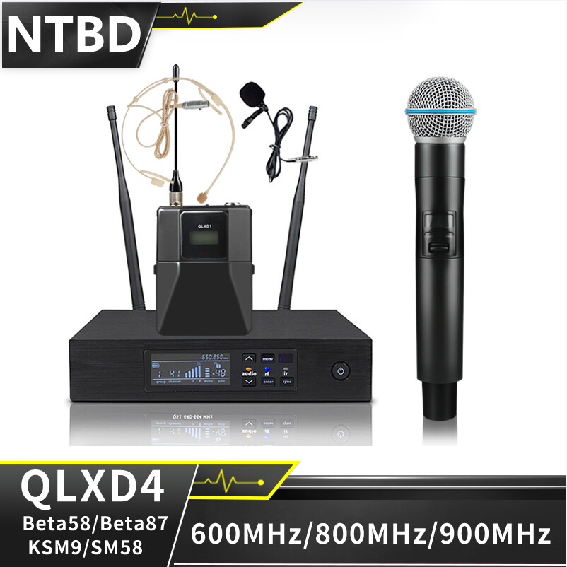 Ntbd qlxd4 trọn bộ micro không dây chuyên nghiệp beta58/beta87/ksm9/s-m58 viên nang micro uhf biểu diễn sân khấu hát bên