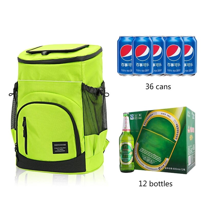 Gambar Waterproof Shoulders Cooler Bags Food Insulation Bag Car Meal Fresh Keeping Handbag Camping Picnic Fruit Drink Snack Backpack