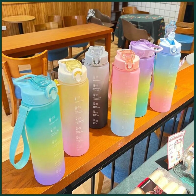 Gambar 1000ML Gradient Color Frosted Water Bottle ??????? Botol Air Warna Kecerunan