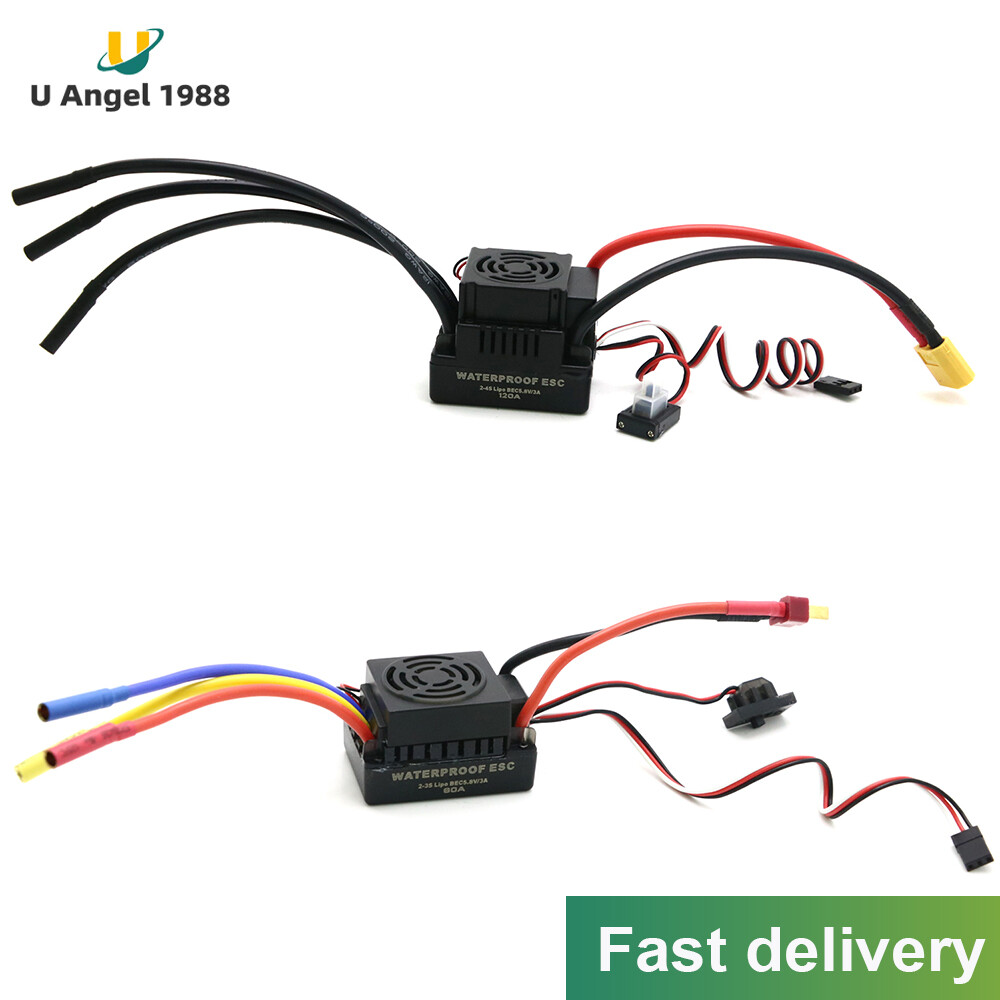 Nâng cấp không cảm biến 60a 80a 120a s-80a s-120a esc không chổi than điều khiển tốc độ điện với 5.5v / 3a bec cho 1/8 1/10 xe hơi điều khiển từ xa