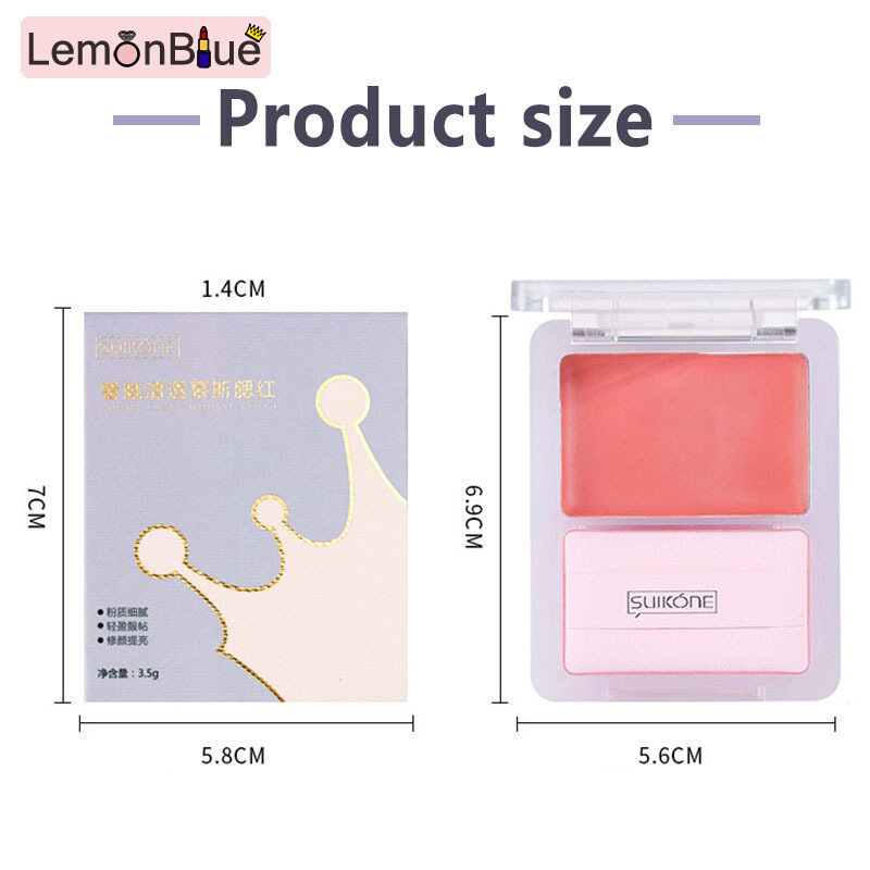 Gambar Blush Rouge Palette Natural Cheek Highlighter Cream with Puff Highlighting Cosmetic for Face Body 3 Colors Avail 3.5g Highlighting Natural Blush Rouge Palette Cheek Highlighter Cream with Puff