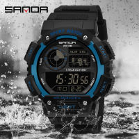 SANDA นาฬิกาผู้ชายกีฬากันน้ำนาฬิกาจอแสดงผลแอลอีดี Multifunction กลางแจ้งนาฬิกาทหารเสื้อกันหนาวแบบสวมหัวขายดีนาฬิกาสำหรับผู้ชายกันกระแทกนาฬิกาดิจิทัล