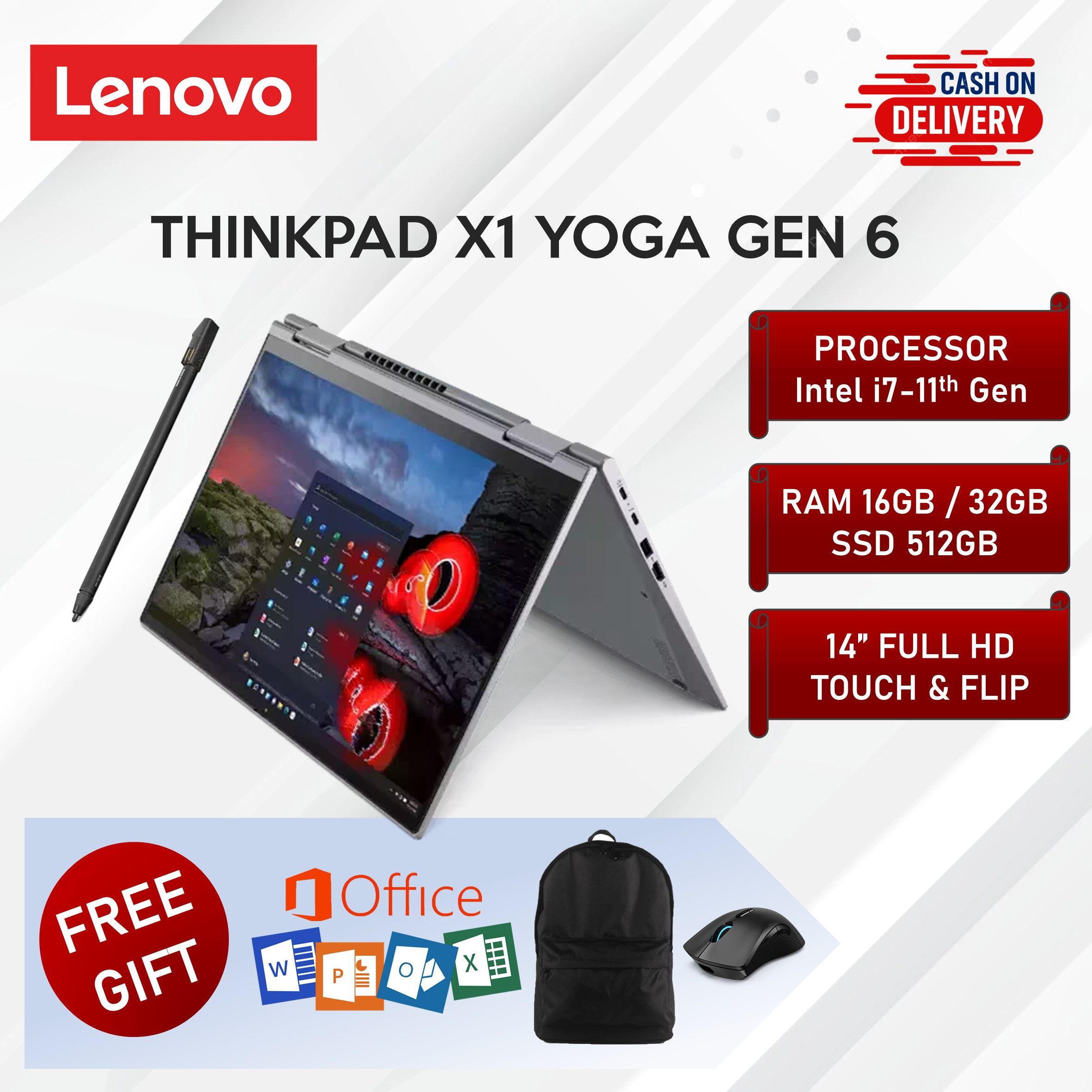 Lenovo Thinkpad X1 Yoga Gen 6 Laptop i7 11th Gen 16GB 32GB RAM 512GB SSD 14 Inch Touch x360 Backlit Keyboard Stylus Pen