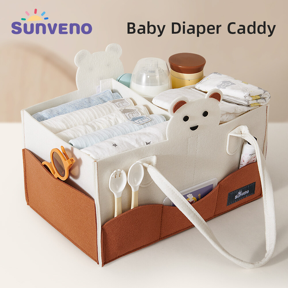 SUNVENO Portable Baby Diaper Caddy Organizer Holder Bag for Baby Wipes and Diapers Nursery Storage Bin Diaper Baby Bag ราคา 330 บาท*ส่งฟรี