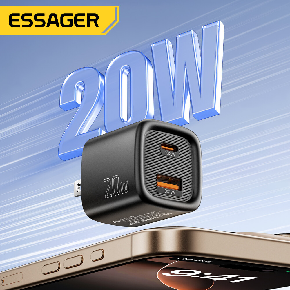 Essager pd20w USB-A Type-C Bộ sạc sạc nhanh USB A Loại C nhanh chóng sạc du lịch nạp tiền A + C Dual-Port cho iphone16 15 14-5 Samsung Huawei Xiaomi ipad máy tính bảng Tai nghe Fan pd20w A + C sạc nhanh du lịch sạc