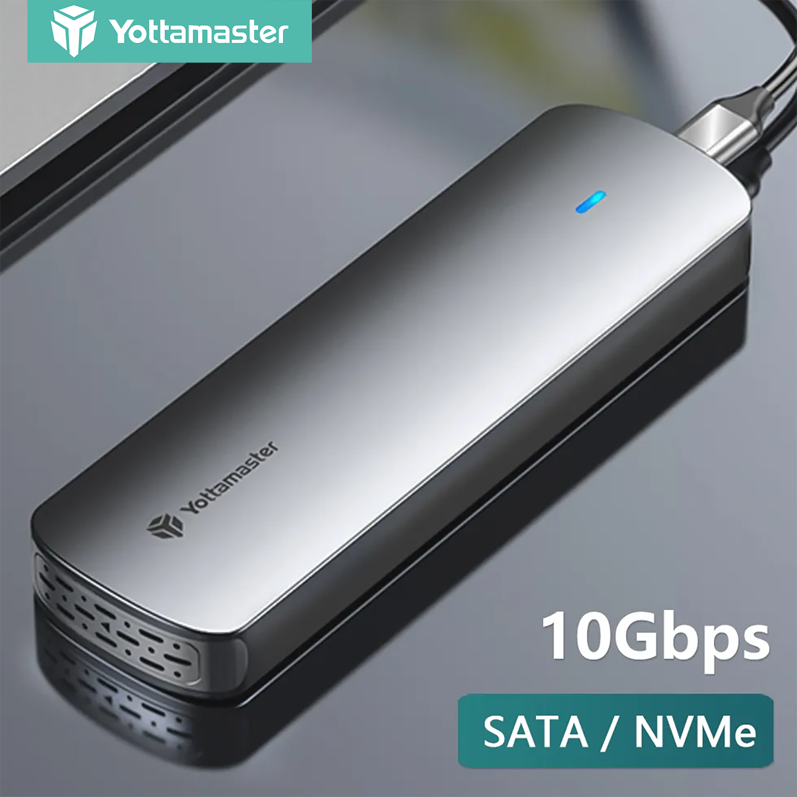 Yottamaster Aluminum M.2 NVME SATA SSD Enclosure Adapter USB 3.2 Gen2 10Gbps to NVME PCI-E SATA M and B&M Key SSDs Tool-Free USB C External Case for NVME SATA SSDs 4TB 2230 2242 2260 2280 Storage Box ราคา 540 บาท*ส่งฟรี