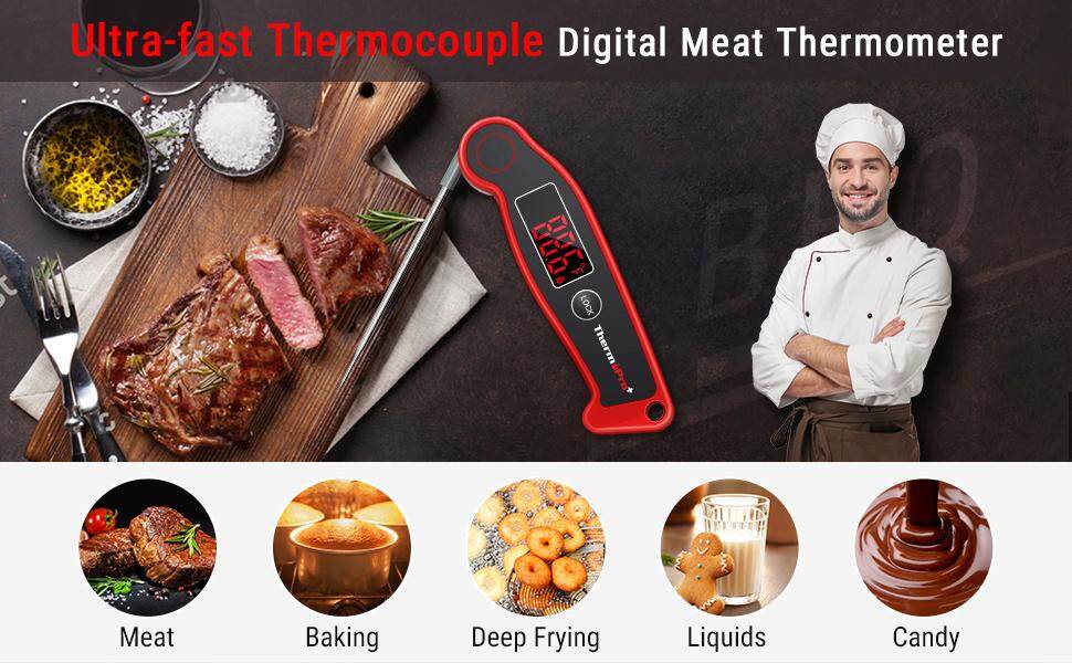  ThermoPro TP19 Waterproof Digital Meat Thermometer for Grilling  with Ambidextrous Backlit & Thermocouple Instant Read Thermometer Kitchen  Cooking Food Thermometer for Candy Water Oil BBQ Grill Smoker: Home &  Kitchen