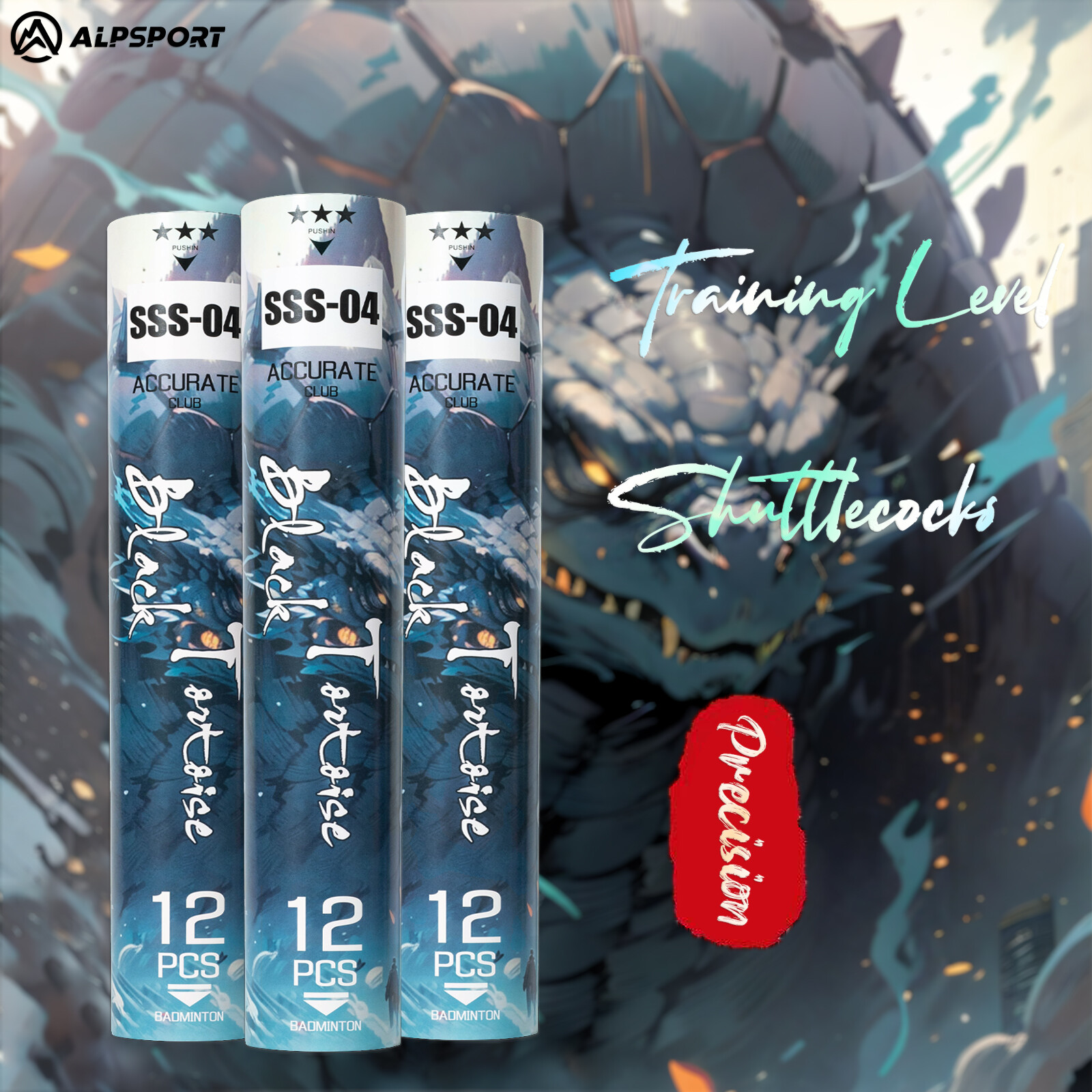  Alp SSS-04 cầu lông 12pcs bốn chiều huyền thoại con thú Đen rùa 77 tốc độ bền và ổn định alpsport 