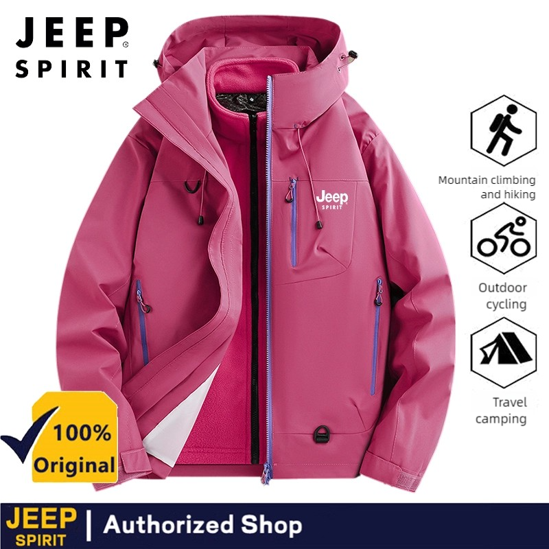  Jeep Tinh Thần 3-Trong-1 lông cừu có thể tháo rời Bên Trong Áo Khoác Cho Các Cặp Vợ Chồng ngoài trời mới Du Lịch Leo Núi Áo Khoác Trượt Tuyết Phù Hợp Với Cho Nam Giới 