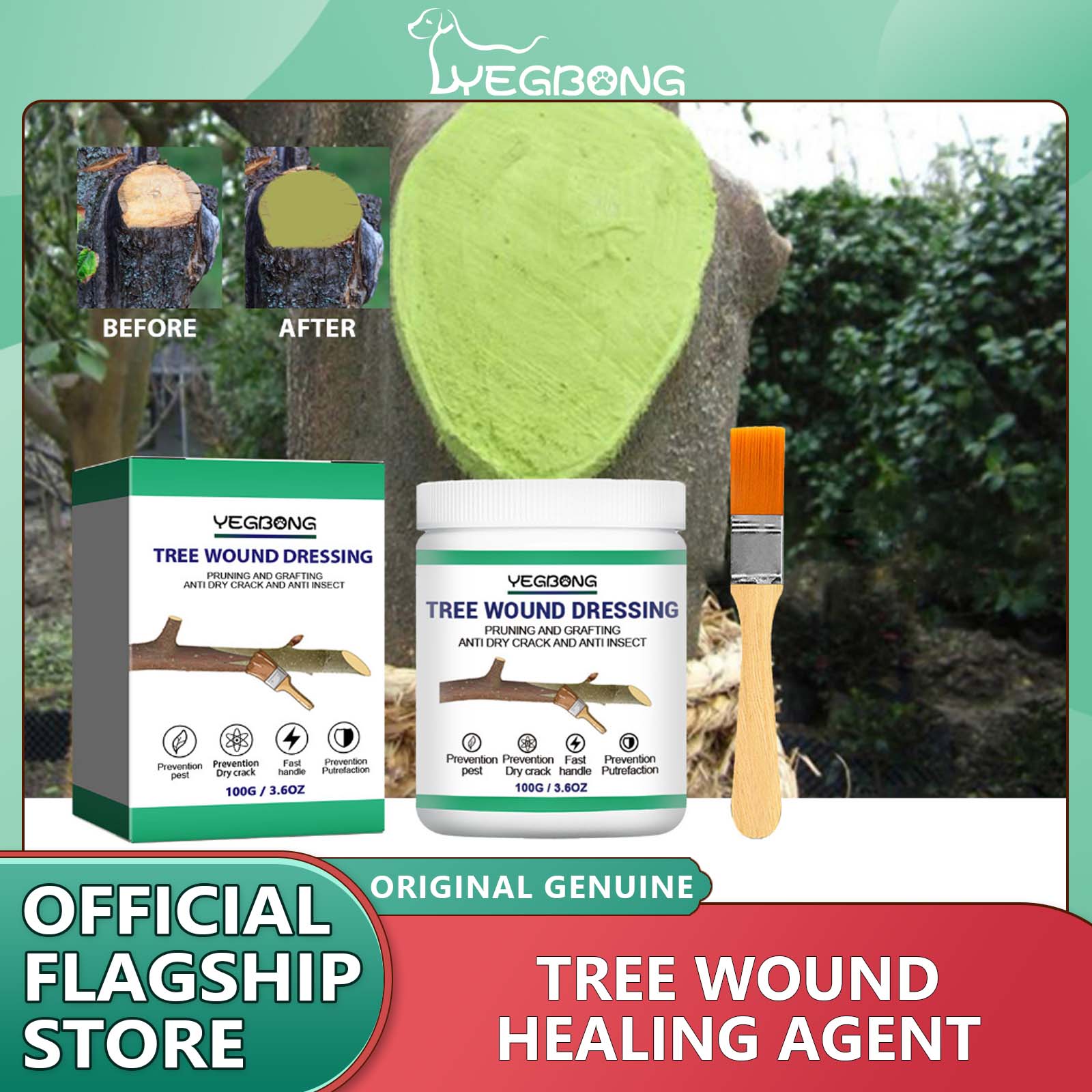 Yegbong Plant Tree Wound Healing Sealant Waterproof Smear Plant Glue Adhesion Agent Paste For Bonsai Modeling Pruning Grafting healing Tree Wound Sealer with brush Pruning Compound Sealer Healing Paste Tree Repair Multifunction Healing Agent for roses ราคา 182 บาท*ส่งฟรี