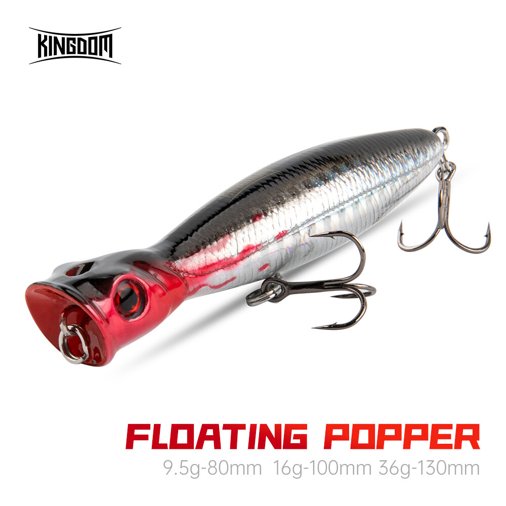 Mồi Câu Cá Kingdom Popper, Mồi Cứng Chuyên Nghiệp Chất Lượng Cao, Áo Phao 8Cm 10Cm 13Cm Wobblers Nước Mồi Câu Cá