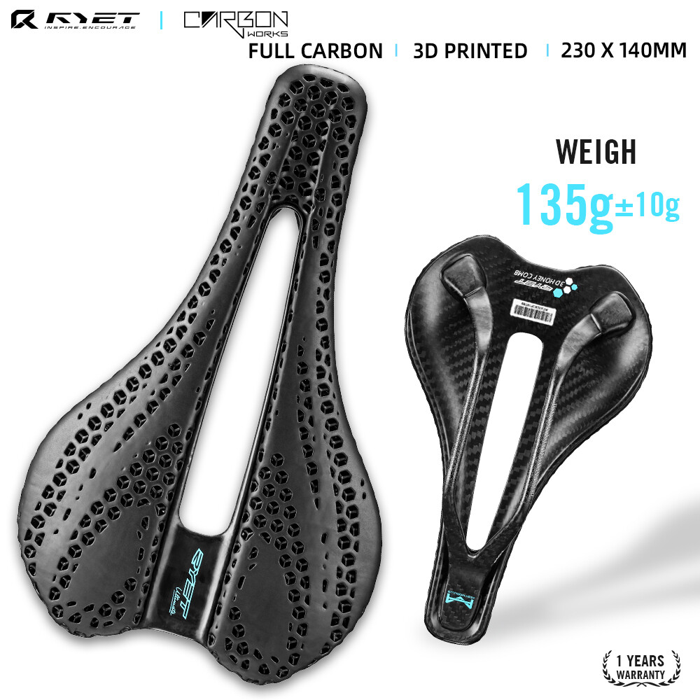 2024 RYET Carbon 3D-printed Saddle Bike Saddle Ultralight 135g 7*7 Saddle For Men Women Triathlon Road MTB Mountain Gravel Cycling Saddle ราคา 2,199 บาท*ส่งฟรี