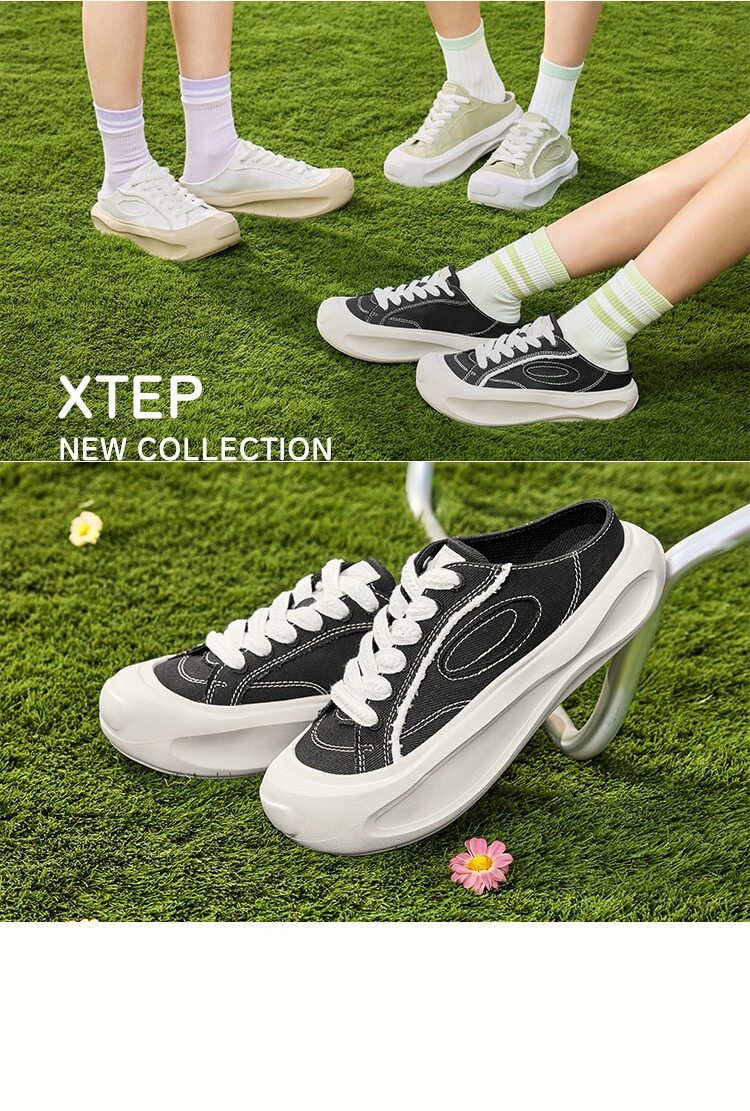 Xtep canvas shoes, one foot pedaling, 2025 summer new shoes, breathable white shoes, women's shoes, sports and leisure shoes, board shoes 875218310017 ราคา 1,376 บาท*ส่งฟรี