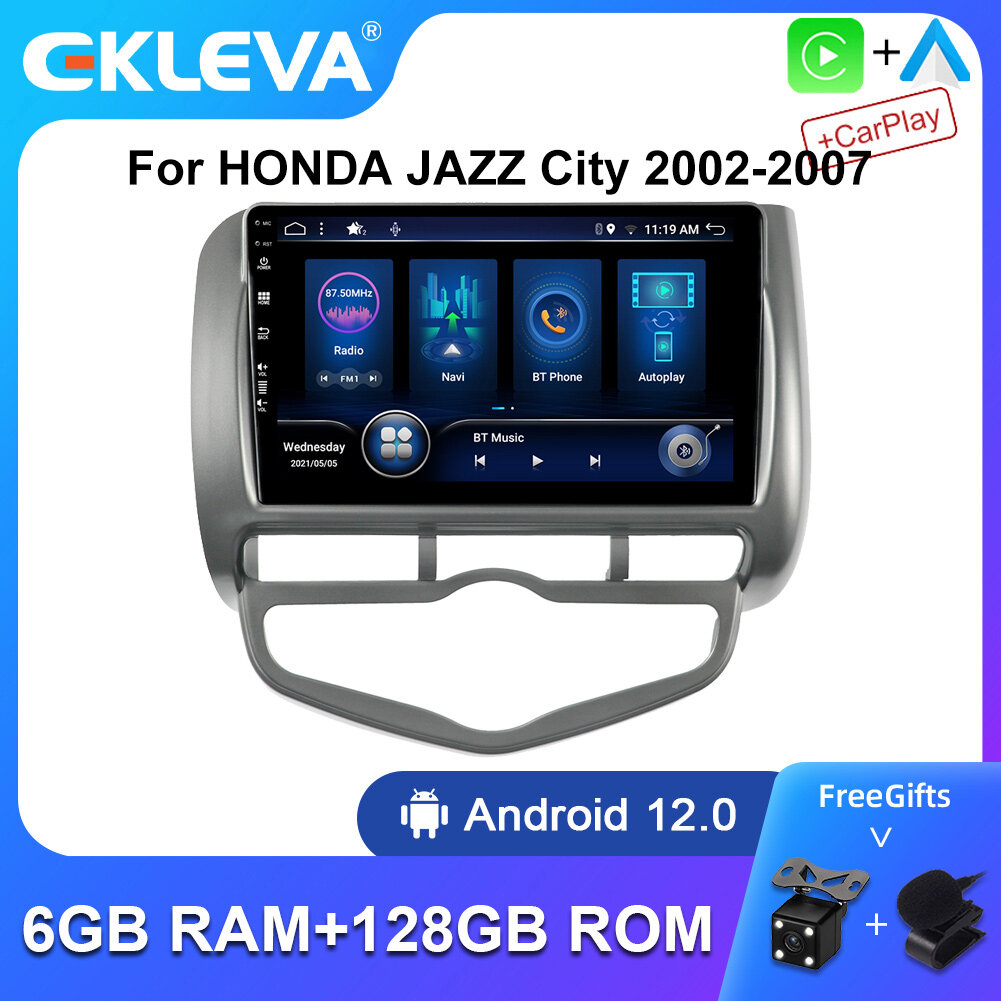 EKLEVA 6+128GB Carplay Android 14 2 Din Auto Radio For HONDA JAZZ City 2002-2007 Car Multimedia Player GPS Navigation 2din No DVD Unit ราคา 4,150 บาท*ส่งฟรี