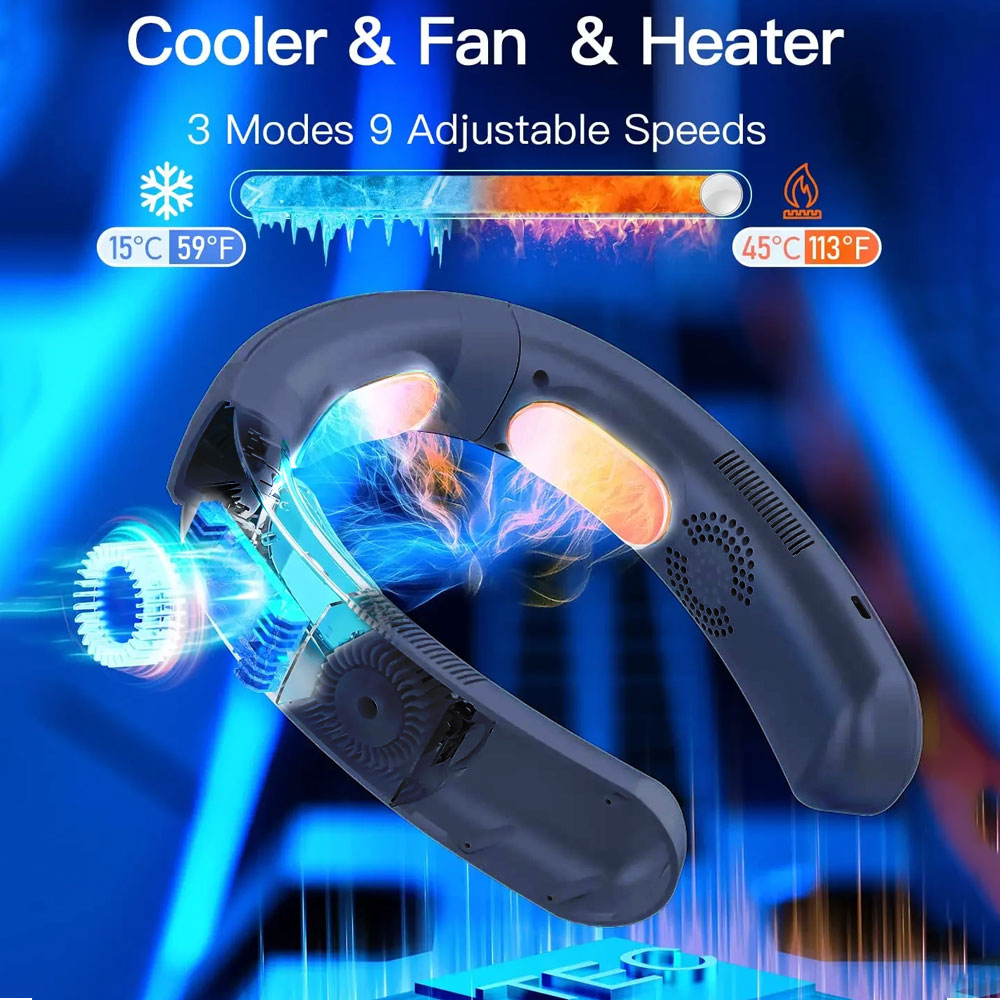 KTS Neck Air Conditioner, Portable Neck Fan with Cooling Plate 360°Cooling Airflow, 6000mah Rechargeable USB Fan Hands Free Bladeless Wearable Foldable Mini Fan for Men Women Kids Home Office Outdoor ราคา 2,377 บาท*ส่งฟรี