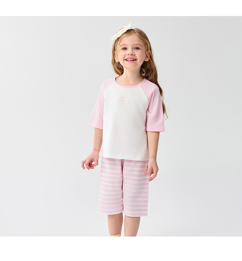 balabala Children Pajama Set Summer Thin Air Conditioning Clothing For Boy And Girl Home Clothing Little And Big Kids Parentchild Matching