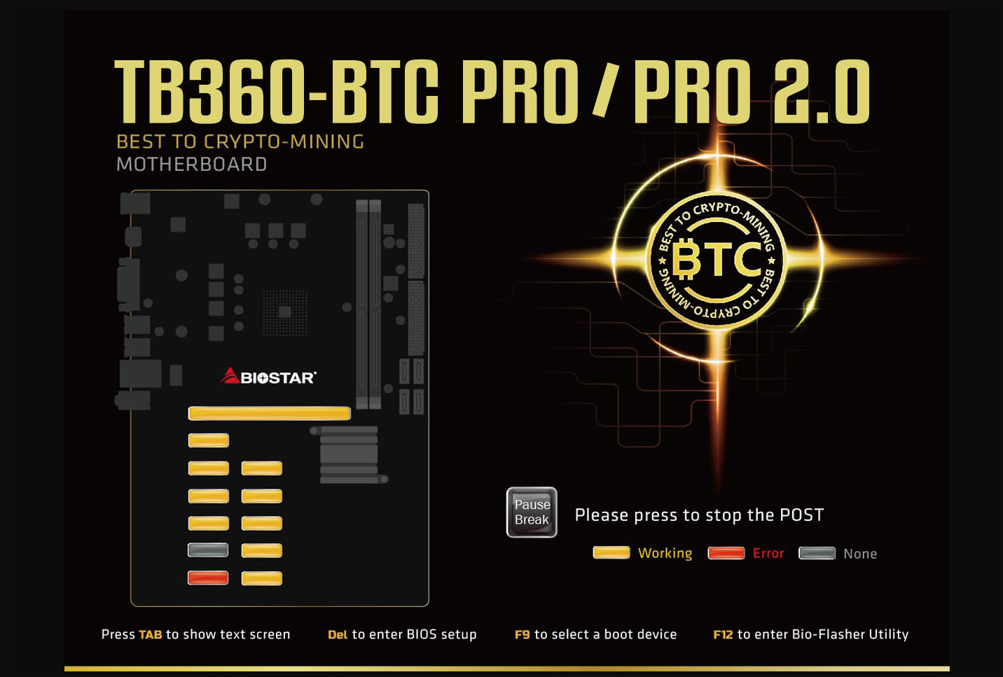 BIOSTAR TB360-BTC Pro 2.0 Crypto Mining Motherboard - Support 8th/9th Gen  Intel CPU / 12x PCIe 3.0 Slot / Dual PSU / PCI-E Slot Detection BIOS Boot  Screen / Mining Mode BIOS Setting - Lazada | Lazada