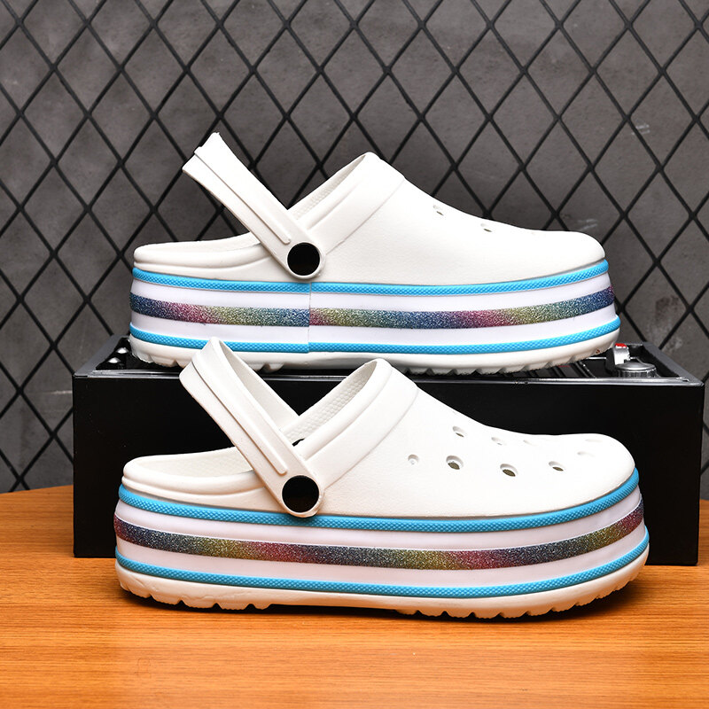 Kgbbmy xăng đan đế bánh mì mới 2023 cho nữ xăng đan crocs mùa hè dép đi biển thể thao thường ngày ngoài trời giày lỗ xăng đan cao su