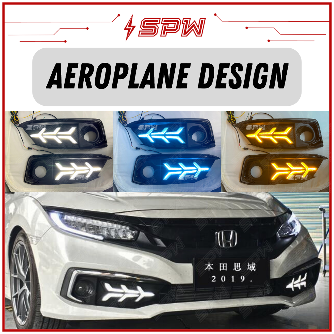 Fit Honda Civic Sedan 2019-2021 Front Upper Lower Grille Fog Light