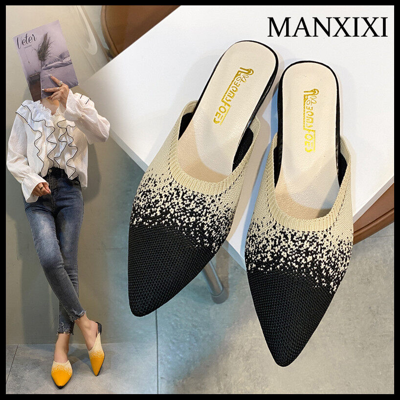 MANXIXI Women Fashion Loafers Beautiful Knit Mules Flat Sandals (Size 35-40) ราคา 342 บาท*ส่งฟรี