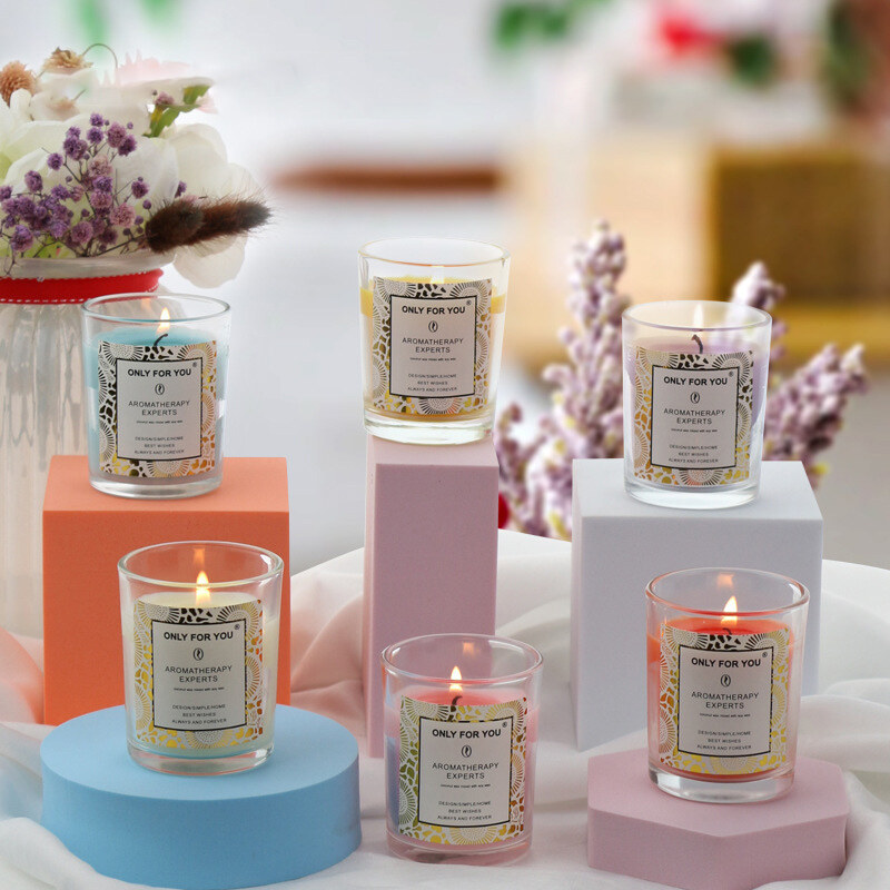 Nến thơm Decal Cup 50g/1.76oz sáp đậu nành tự nhiên tốt cho thư giãn, làm dịu, món quà tình yêu, trang trí nhà