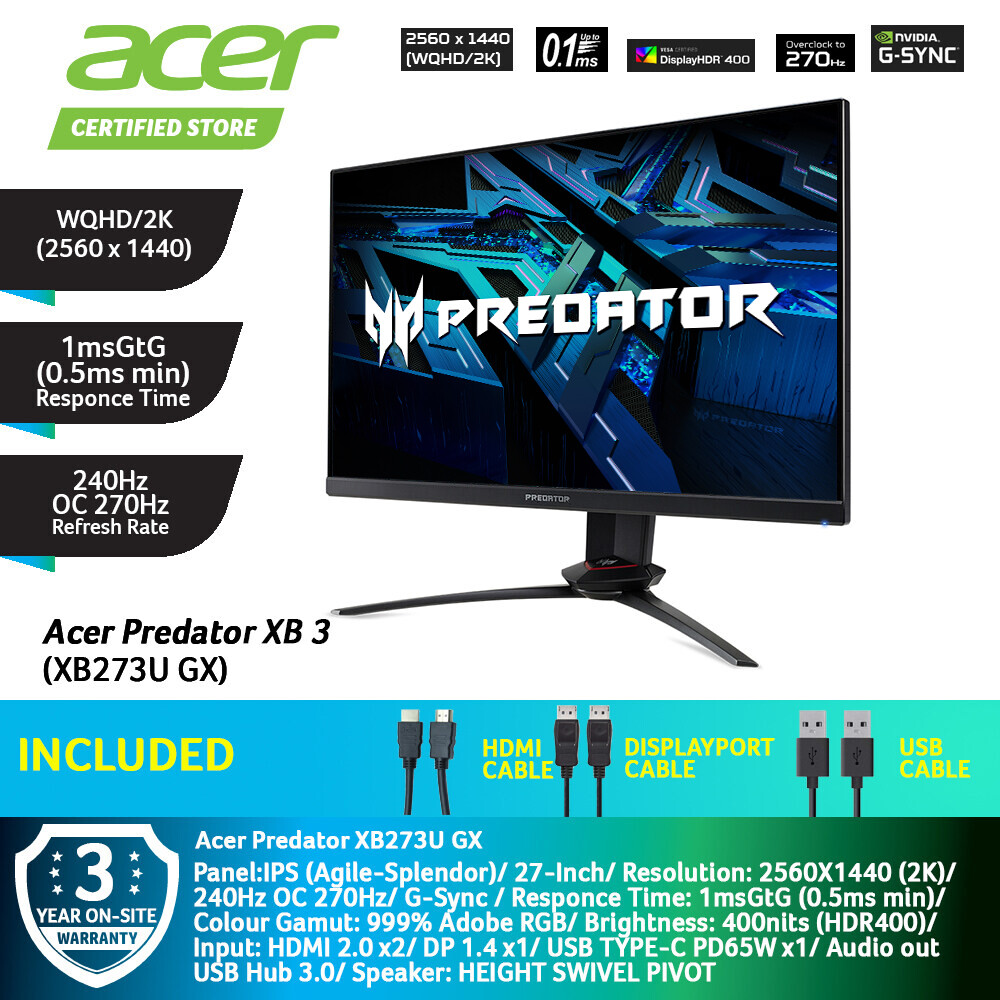 Acer Predator XB273U GS 27IN 165Hz 2K 
