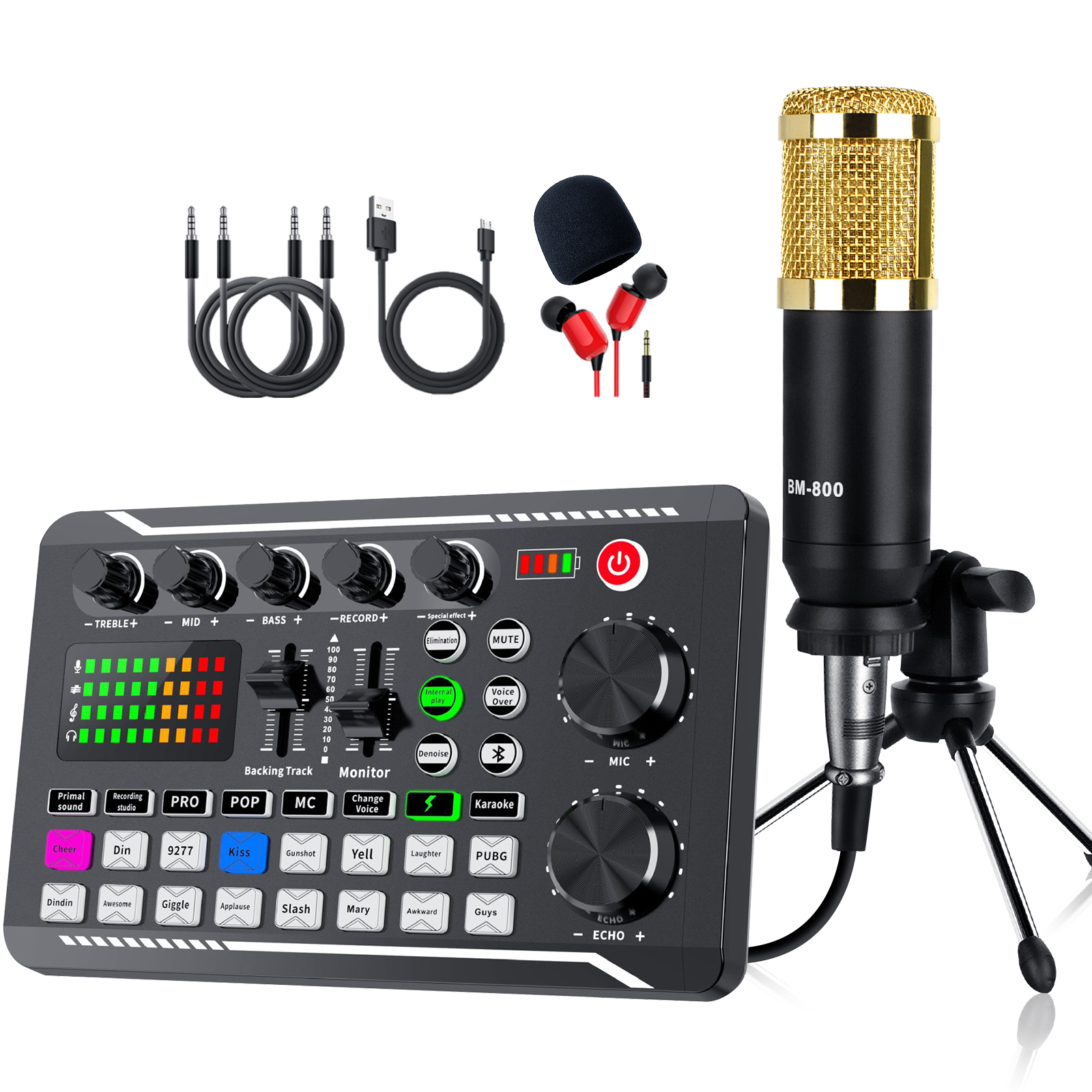 Uliigobo Card âm thanh microphone âm thanh giao tiếp âm thanh mixer giao diện điều khiển khuếch đại cho điện thoại PC