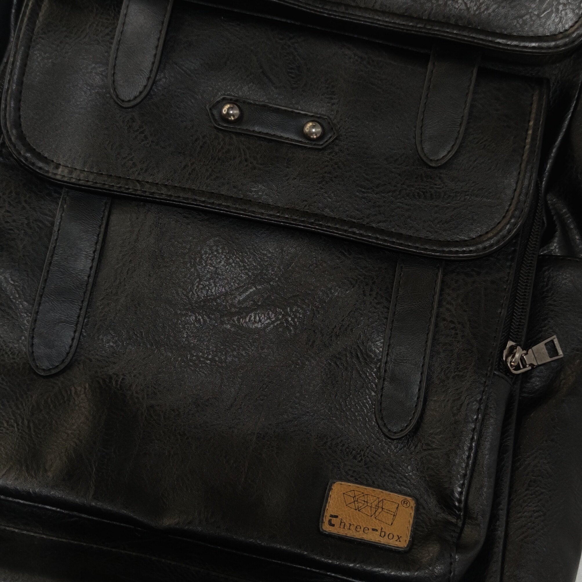 three box leather backpack