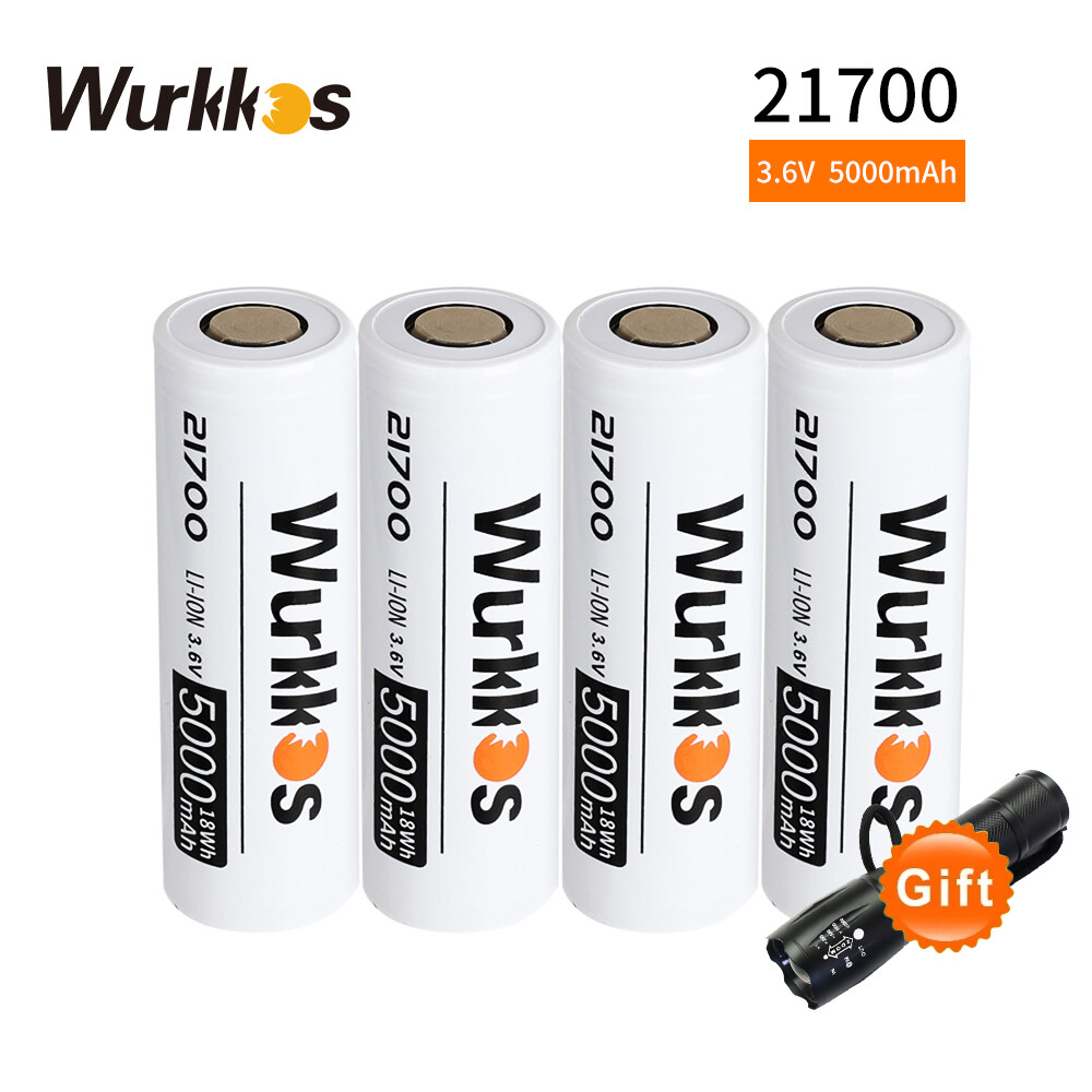 Wurkkos 3.7v 21700 pin có thể sạc lại 5000mah điện với pin 21700 với đèn pin cod