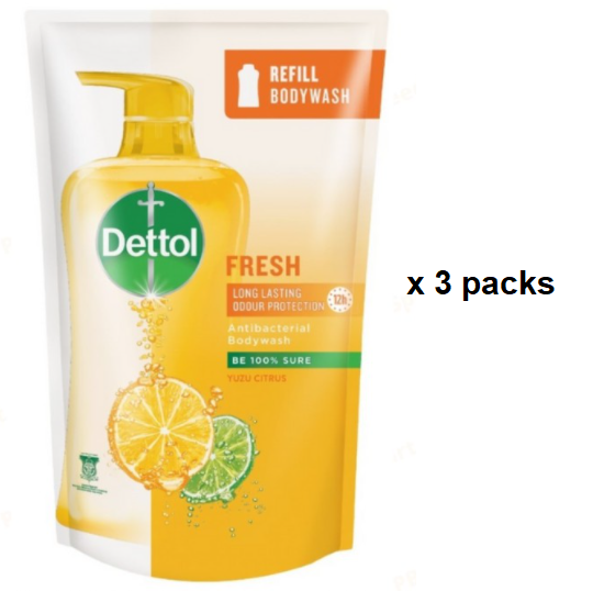 Gambar Dettol Shower Gel Body Wash Fresh Refill Packs (850ml x 3 packs)