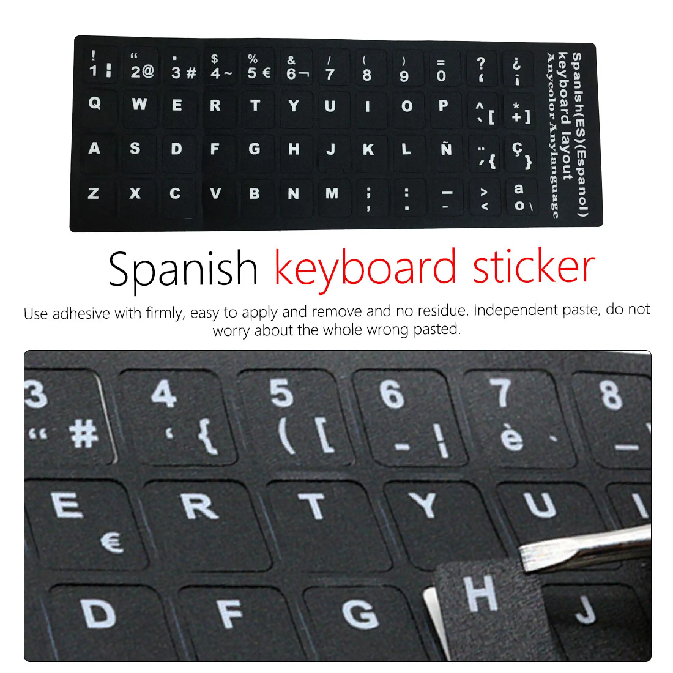 Sr Standard Spanish Language Keyboard Stickers Protective Film Layout With Button Letters Alphabet For Computer Keyboard Lazada Singapore