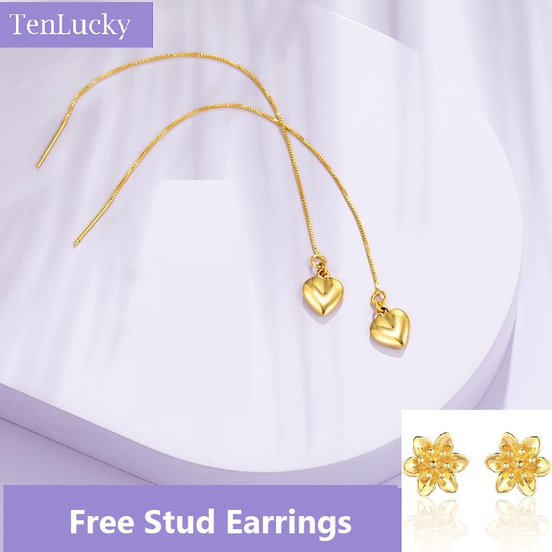 TenLucky Environmental Healthy 916 Gold Color Earring for Women Earrings New Fashion Korean Style foe Girl with Jewellery Box GIfts ราคา 99 บาท*ส่งฟรี