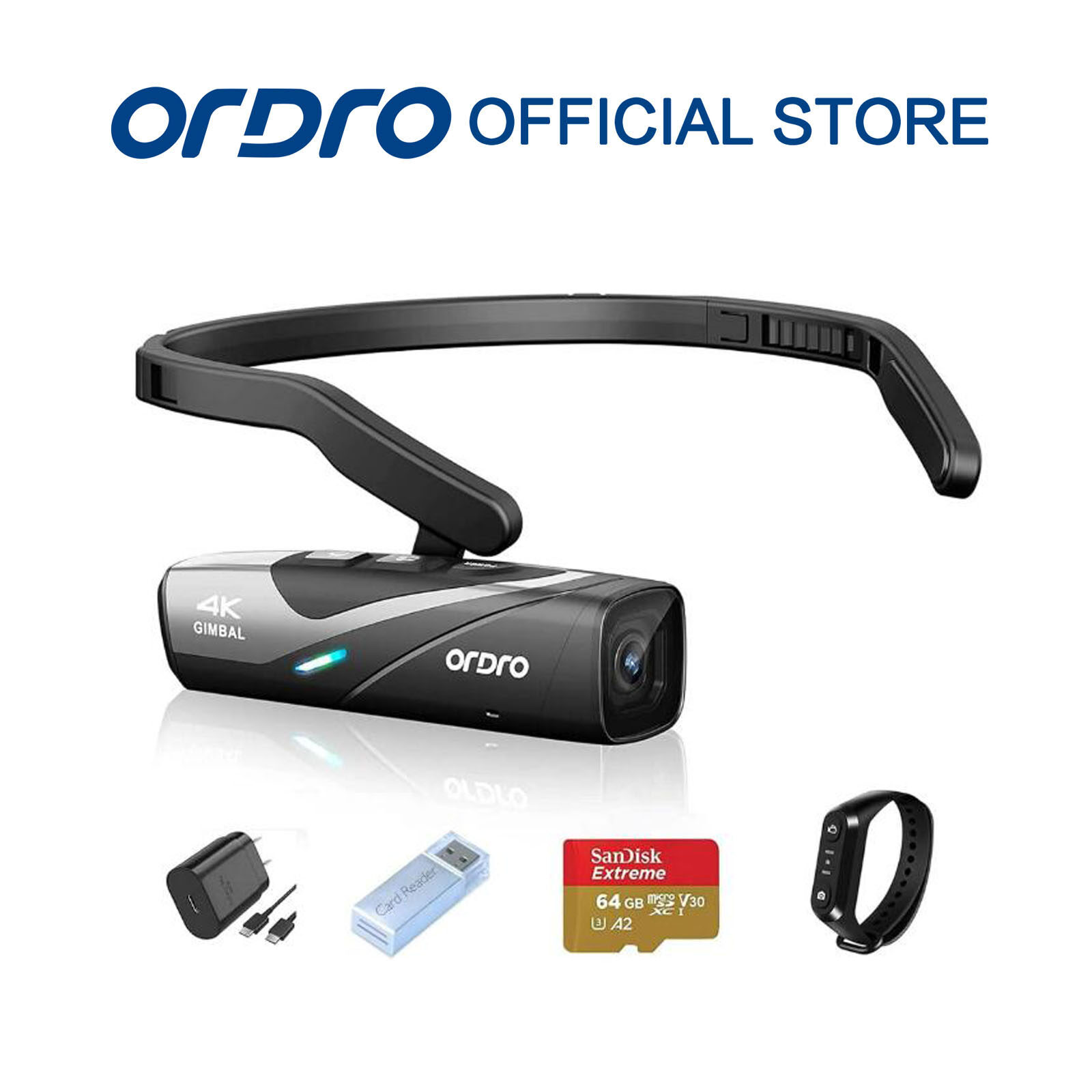  ORDRO EP8 4K Camcorder 60FPS Vlog Hands Free Wearable Camera Head-Mounted Video Camera for Vlogging 