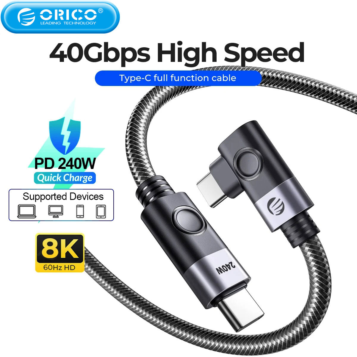 Orico 240w nhanh chóng sạc usb4 cáp dữ liệu pd3.1 điện loại dây c cáp 8k @ 60hz 40gbps cho ps5 bộ chuyển đổi nintendo galaxy s22 macbook