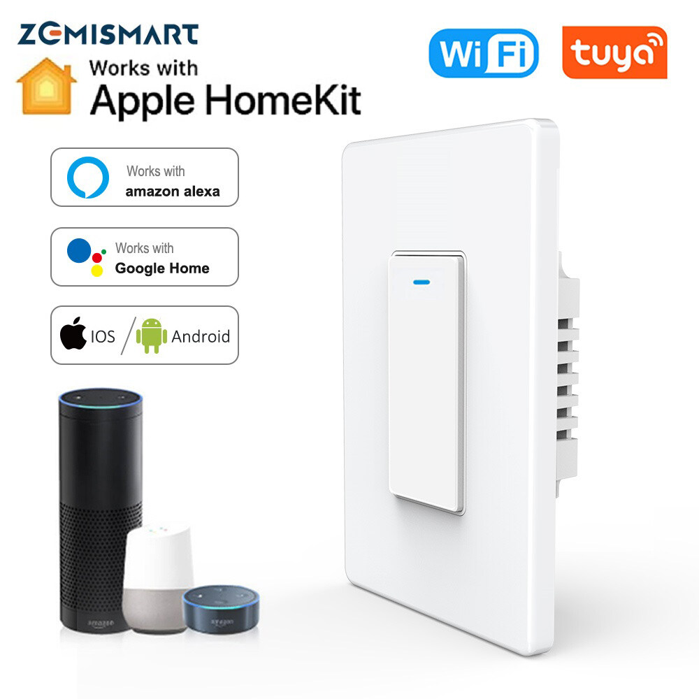 zemismart Homekit WiFi Smart Light Switch Push Button Single Pole Neutral Switch,IOS HomeKit,2.4GHz Wi-Fi,Remote and Siri Voice Control,Apple Home APP Timer Control ราคา 590 บาท*ส่งฟรี