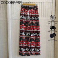 Cocoepps mát mẻ quần mùa hè voi quần legging rộng eo cao treo ống suông Thái thường ngày lỏng quần chín tấc phong cách quần