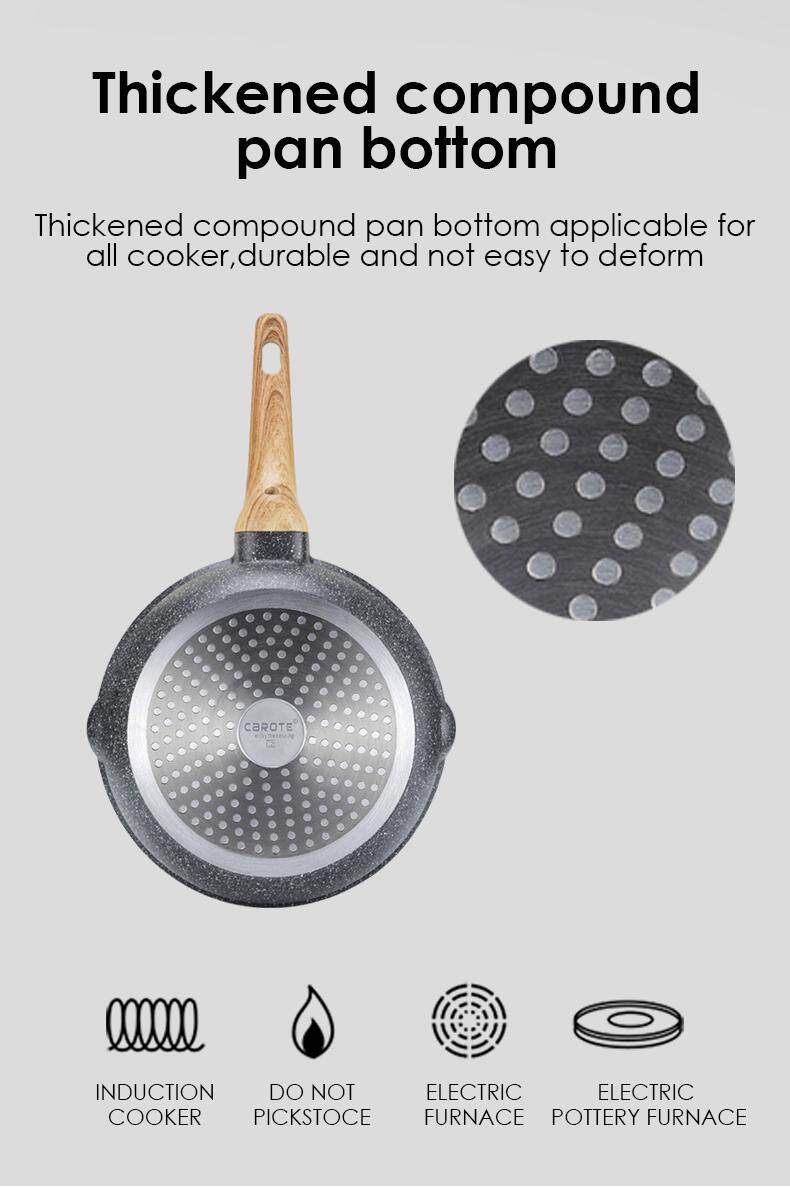 Carote Esssential Woody Non-stick Deep Fry Pan With Lid ,Large Capacity ...