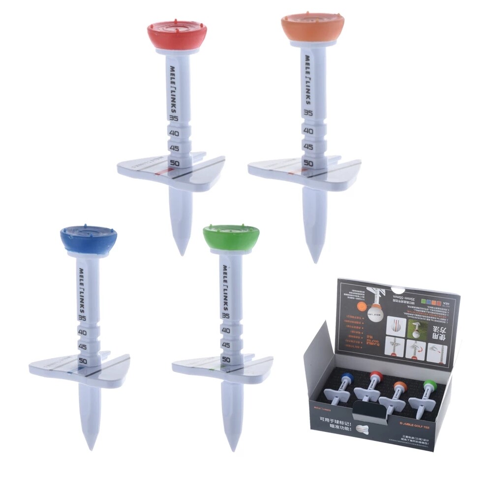 Tee đôi golf 4 cái/hộp mới giá đỡ bóng golf 35-55mm có thể điều chỉnh độ cao giá đỡ bóng golf phụ kiện tee golf bằng nhựa quà tặng golf