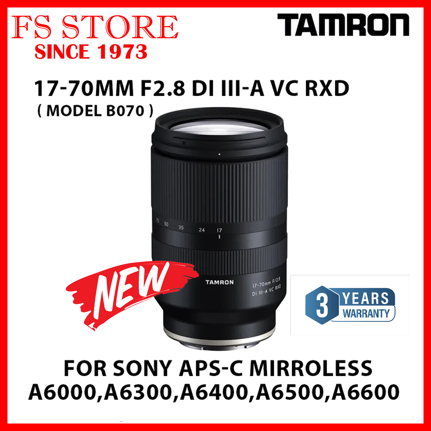 TAMRON 17-70MM F/2.8 Di III-A VC RXD FOR SONY E