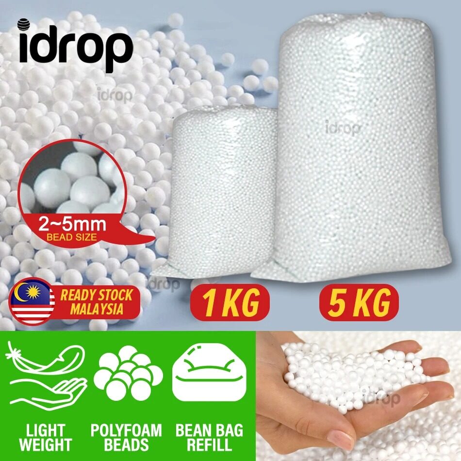 KLANG VALLEY ONLY) idrop [ 5KG ] Bean Bag Lightweight Polyfoam Foam Refill  Beads [ 2~5mm Bead Size ]