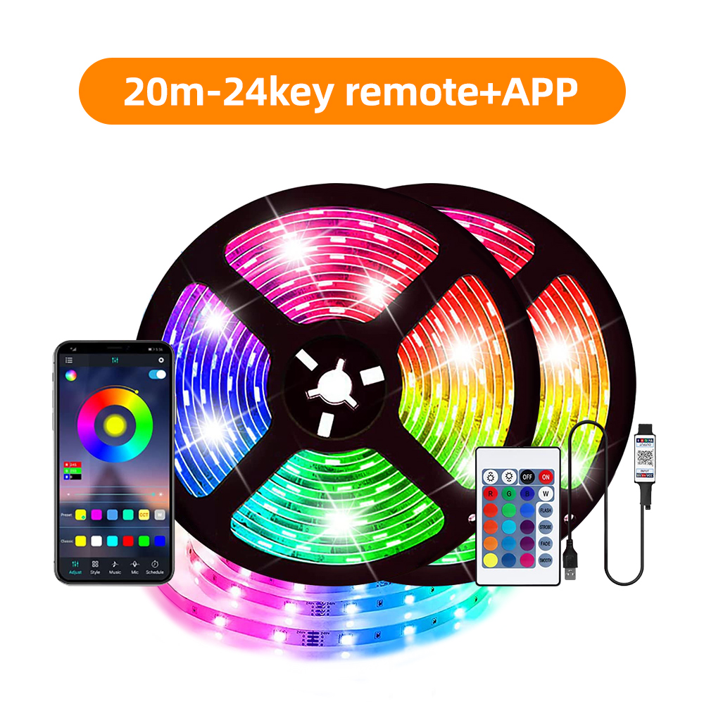【ส่งจากกรุงเทพ】ColorRGBไฟด้านหลังทีวีไฟ LED ขับเคลื่อนด้วย USB แถบไฟRGB5050สำหรับ24นิ้ว-60นิ้วกระจก PC APP Control Bias