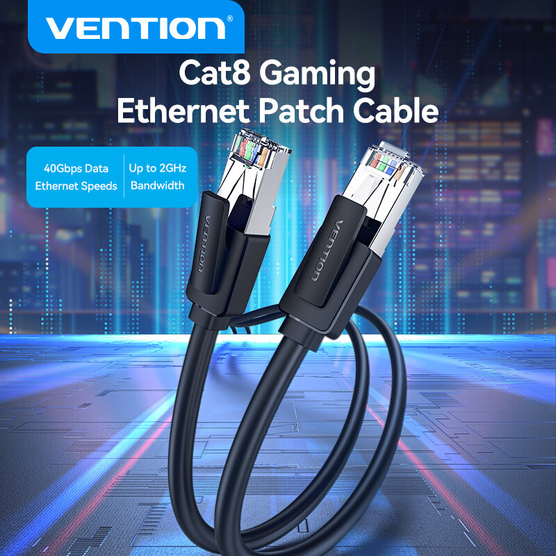 Vention cat8 SFTP chơi game Ethernet Cáp Ethernet 40gbps 2000MHz siêu tốc RJ45 cat8 cáp mạng vàng đầ