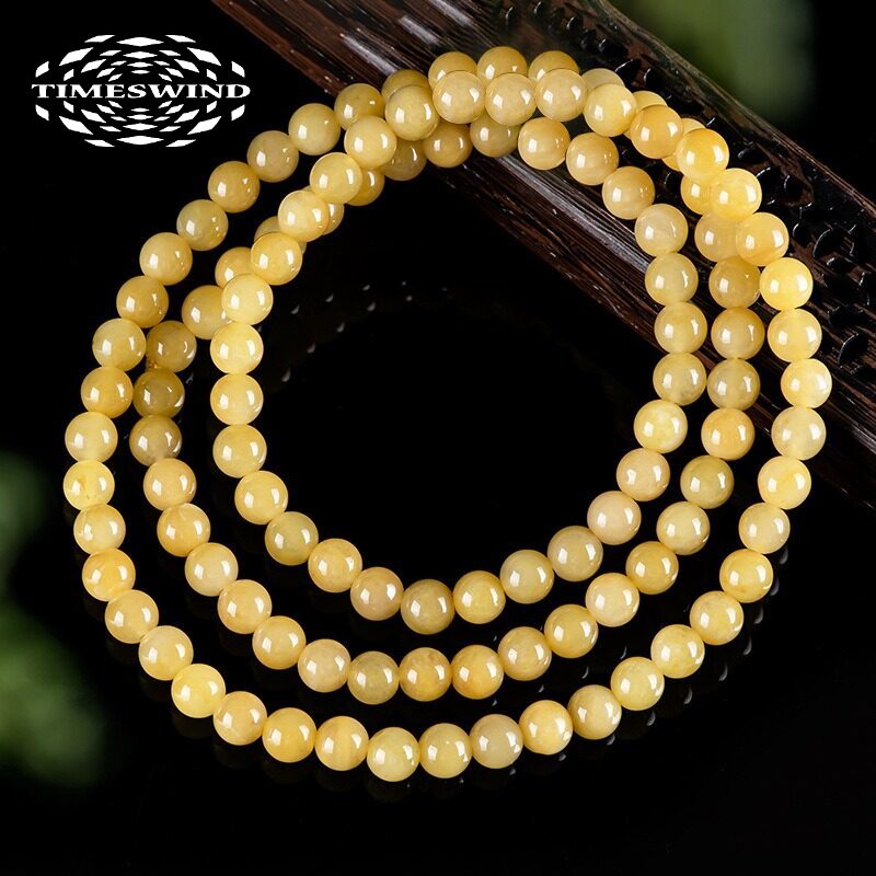 TIMESWIND Natural Jade Yellow 8mm Round Beaded Men Long Necklace with Certificate ราคา 1,835 บาท*ส่งฟรี