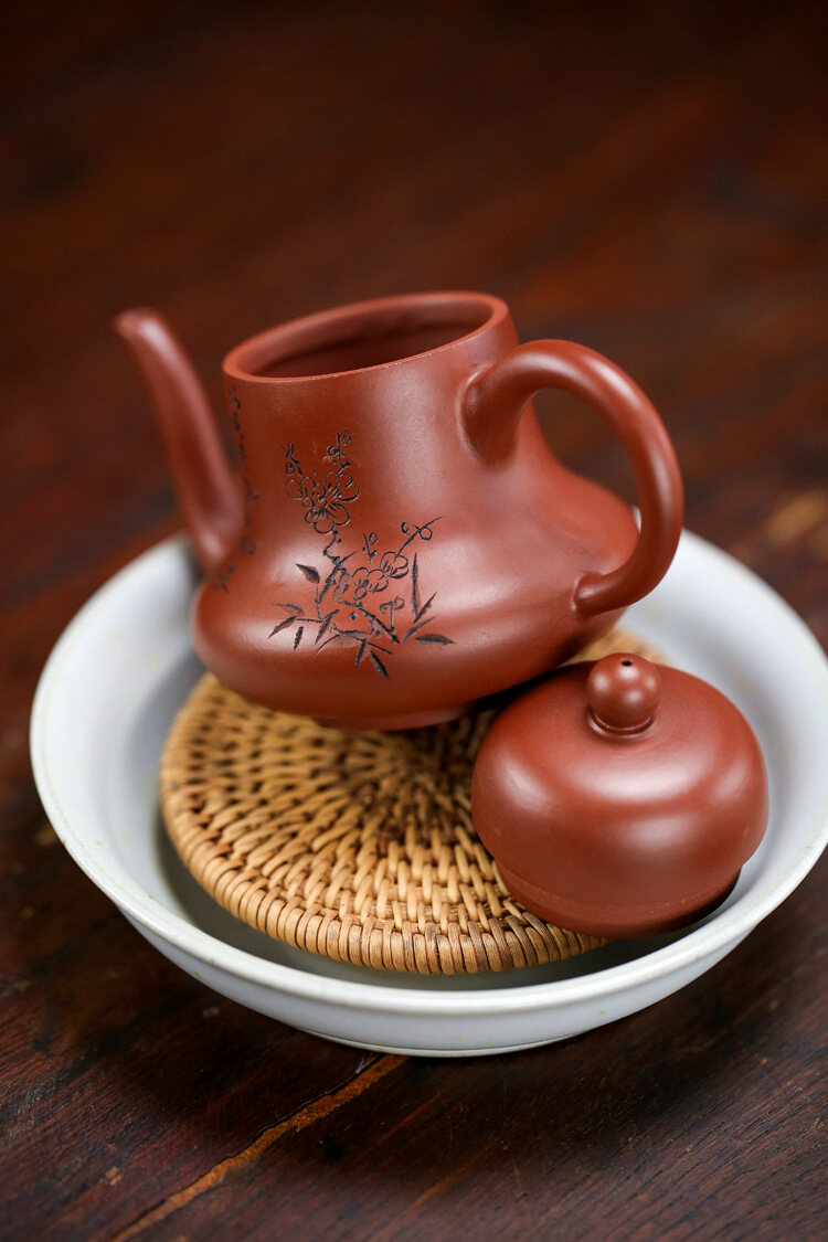Ấm Trà Đất Sét Nghi Hưng 130Ml Ấm Trà Gốm Tráng Men Màu Đỏ Đậm Ấm Đất Sét Ấm Trà KungFu Trung Quốc Dụng Cụ Pha Trà Bộ Ấm FCH152