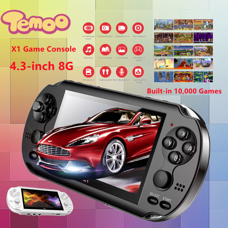 Temoo Nostalgic Handheld Game Console 4.3-inch Dual Shake Game Console Support Multiple Languages Built-in 8G Memory And 10,000 Kinds Of Games Support TV-OUT Output Multifunctional Mini Handheld Game Console - ยี่ห้อ Temoo ราคา 700 บาท*ส่งฟรี