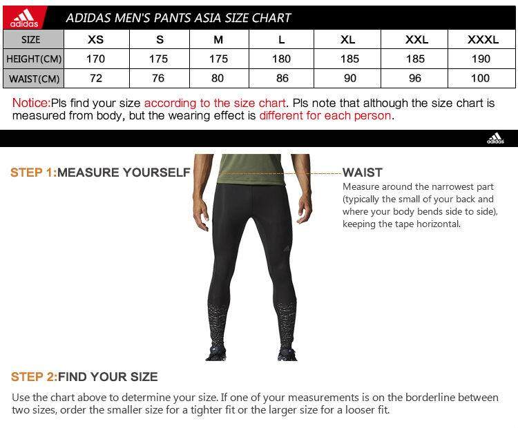 adidas mens tights size chart