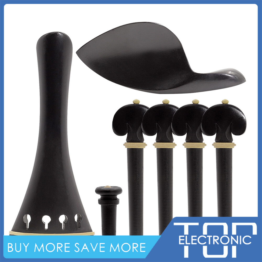 Muslady bộ phụ kiện đàn violin 4/4, ebony, với chốt giữ cằm đuôi xe điều chỉnh pegs