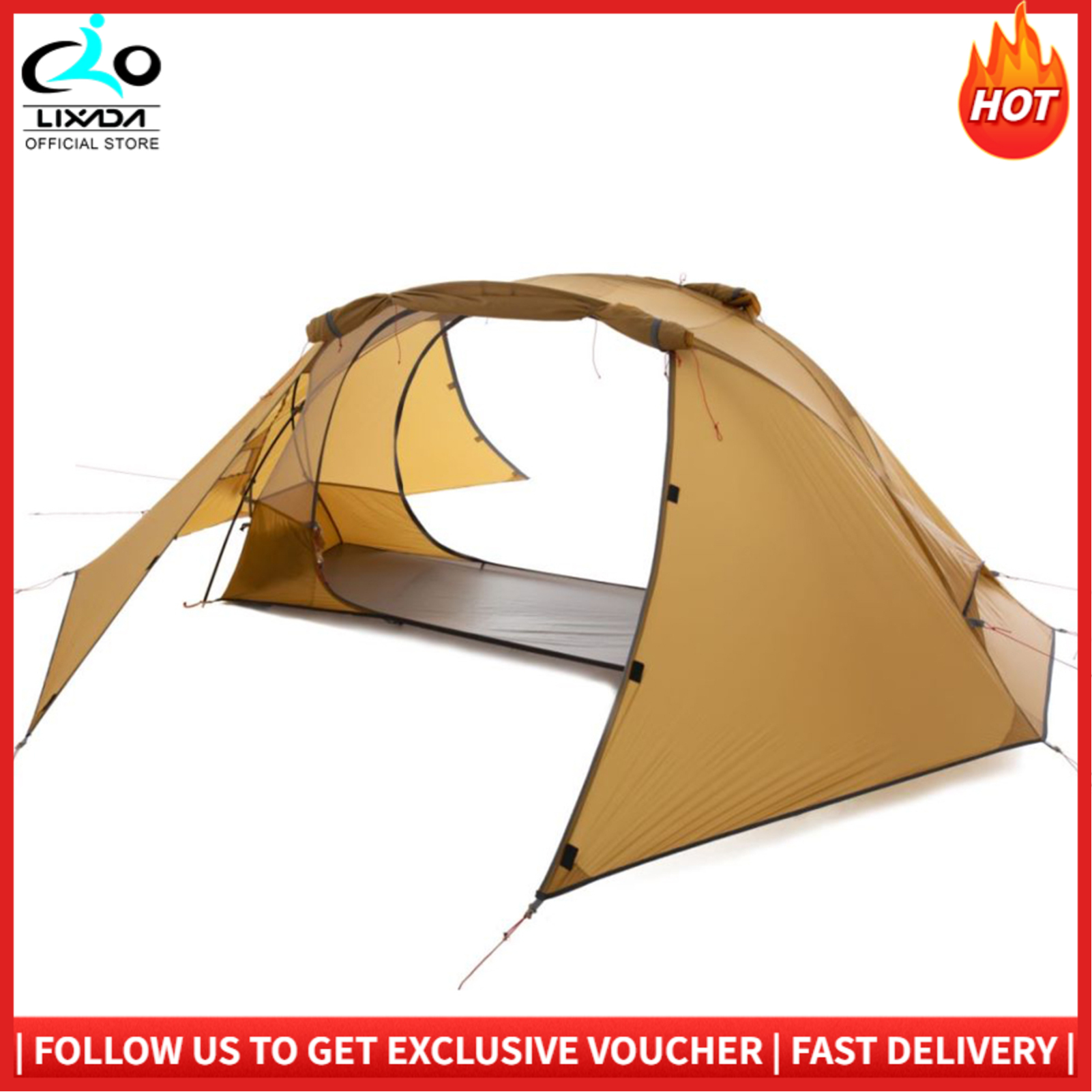 1 Person Tent Lightweight Backpacking Tent Double-layer Can Use with Elevated Sleeping Platform Camp Bed for 4 Season ราคา 4,454 บาท*ส่งฟรี
