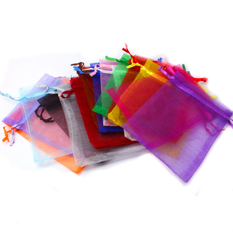 10pcs 15 Colors Drawstring Organza Bags 7*9cm 9*12cm 10*15cm Jewelry Packaging Bags Candy Wedding Birthday Bags Gifts Pouches